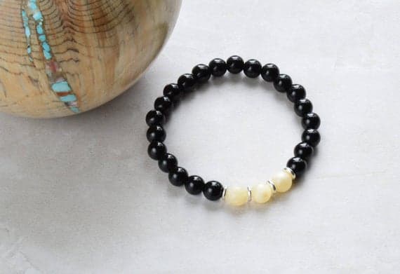 good luck gift 8mm Multi Colour Honey Jade/Black Jasper Stretchable Bracelet Round, Smooth 18cm for mens, womens, gf, bf and adults.