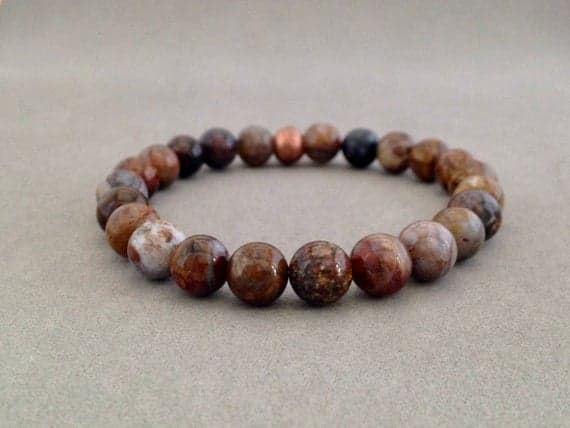 Pietersite and Copper Bead Stretch Bead Bracelet for Shamanic Healing, Lucid Dreams, Creating Change & Deep Spiritual 8mm  Code- WAR6230