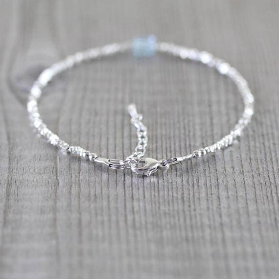 925 sterling Silver Anxiety Relief Calming 4-5mm stacking Blue Sky Blue Topaz Bracelet Rondelle, Faceted 7" for mens, womens, gf, bf & Adult.