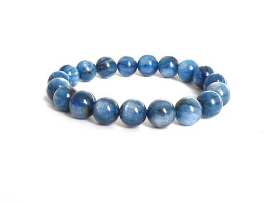 Artisan Loose 10mm Blue Blue Kyanite  Stretchable Bracelet Round, Smooth 18cm for mens, womens, gf, bf and adults.