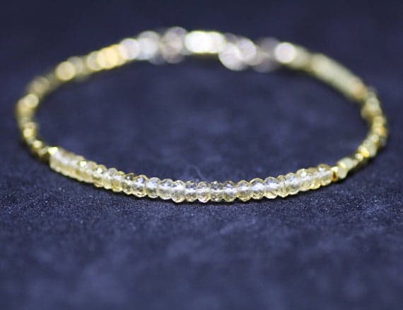 24k gold Plated Artisan Loose Gold Helling 2-3mm stacking Yellow Natural Citrine  Bracelet Rondelle, Faceted 7" for mens, womens, gf, bf & Adult.