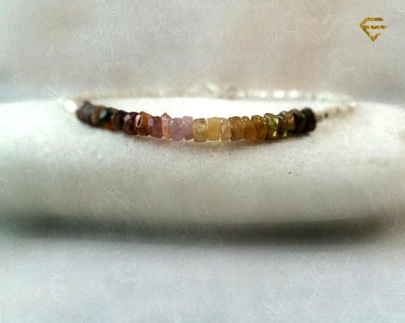 Watermelon Tourmaline and Karen Hill Silver Beads Bracelet, Gemstone Bracelet, 3.5-4mm  Code- WAR6654