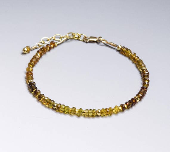 Tourmaline Gemstone Bracelet in Browns and Golds, Stylish Skinny Bracelet, Slim Bracelet, Ombre Gem Bracelet, Adjustable Fine Gem Bracelet 3.5mm  Code- WAR6837
