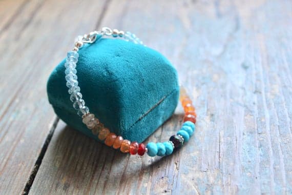 Opal Gemstone Bracelet - Stackable Jewelry - Sterling Silver Jewelry - Colorful Bracelet - Opal Turquoise Jewelry - Birthstone Bracelet 4-5mm Code- WAR6736