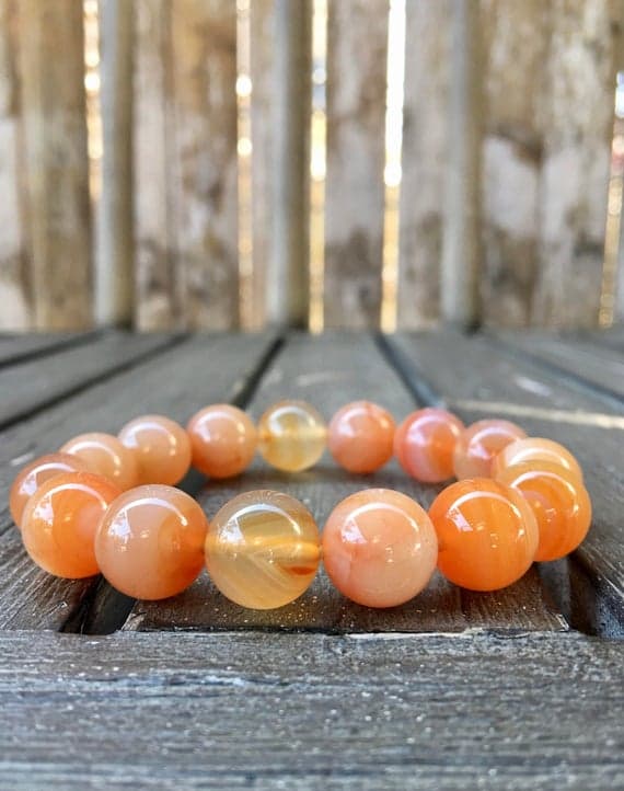 12mm Orange Carnelian Stretch Bracelet Code- WAR6299