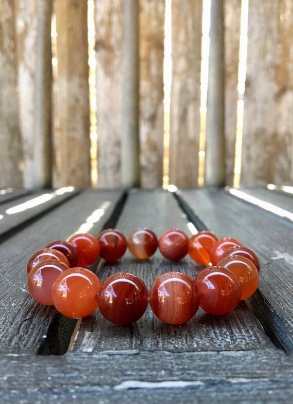 12mm Red Carnelian Stretch Bracelet Code- WAR6298