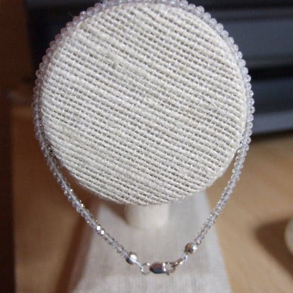 Delicate White Micro-Faceted Topaz 7.5" Bracelet with Sterling Silver 3mm Code- WAR6145