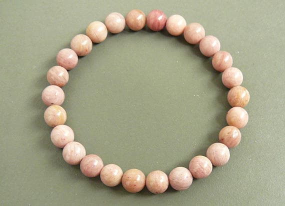 Rhodonite Bracelet Women Healing Bracelet Pink Bead Stretch Bracelet Genuine Rhodonite Gemstones Bracelet Wrist Mala Meditation Yoga Jewelry 8mm  Code- WAR9138