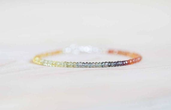 925 sterling silver Galaxy Jewelry 3-3.5mm Multi Colour Sapphire stacking Bracelet Rondelle , Faceted 18cm for mens, womens, gf, bf and adults.