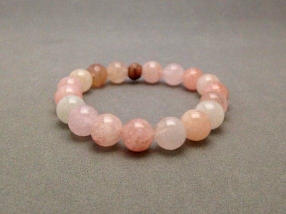 Genuine Morganite (Peach-Pink Beryl) Stretch Bead Bracelet for Divine and Unconditional Love, Peace, Joy, Healing Emotional Wounds and Fear 9-10mm Code- WAR6227