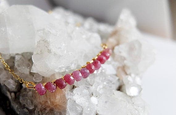 AAA++ Rare Quality Red ruby necklace,genuine ruby jewelry,Gold  filled minimalist jewelry, red ruby beaded necklace, bohemian jewelry,ruby bar necklace, ruby 3 -4 mm Code- TJH234