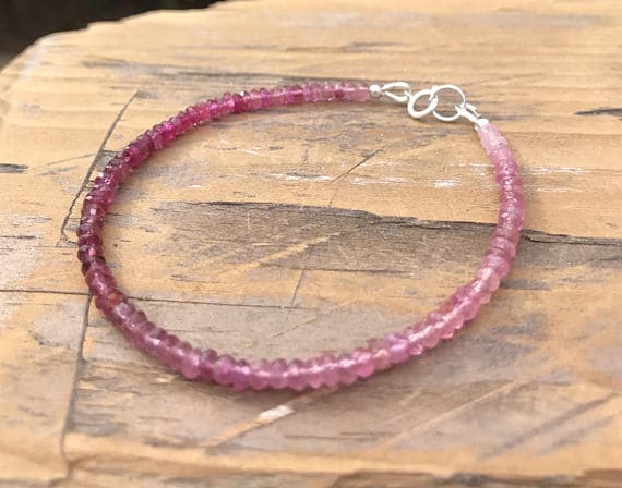 Ombre Pink Tourmaline Bracelet- Gemstone Bracelet-Energy Healing Jewelry- Boho- Stacking- Gift for Woman 3-3.5 mm  Code- WAR6782