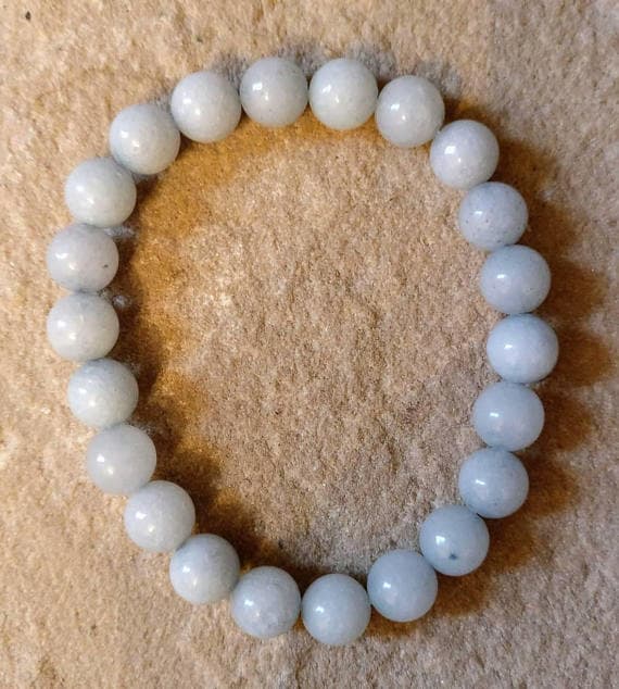 Empath Protection 8mm Gray Grey agate Stretchable Bracelet Round, Smooth 18cm for mens, womens, gf, bf and adults.