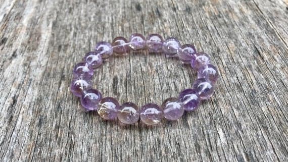 Natural 11mm Stretchable Purple Ametrine Bracelet Round, Smooth 7.5" for mens, womens, gf, bf & Adult.