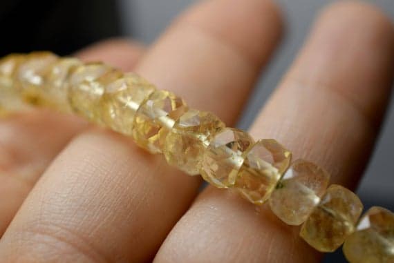 Personalized Gift 6mm stacking Yellow Citrine Bracelet Rondelle, Faceted 7" for mens, womens.