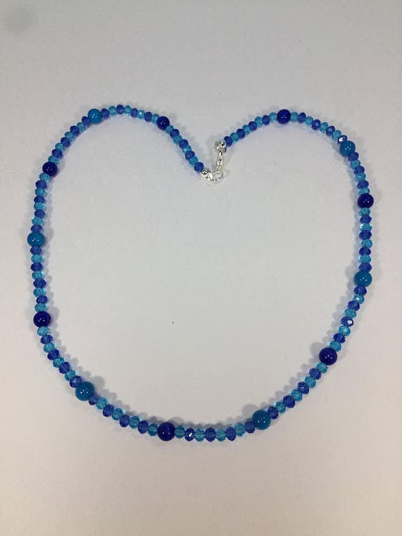 925 sterling Silver Galaxy Jewelry 4-5mm stacking Blue Turquoise, Lapis Lazuli , Tanzanite  Topaz  Necklace Round & Rondelle, Faceted & Smooth 16" for mens, womens, gf, bf & Adult.