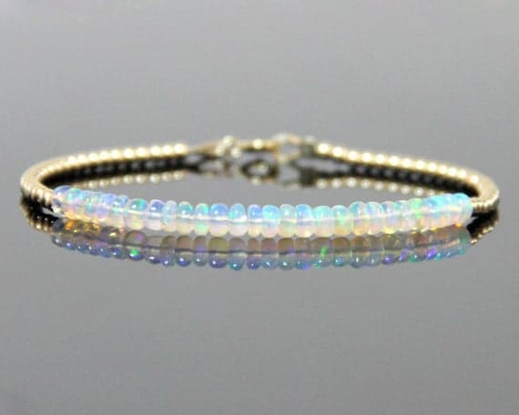 Ethiopian Opal Bracelet - Natural Opal Bracelet, Opal Beaded Bracelet, Fire Opal Bracelet 2.5-3.5mm Code- WAR6076