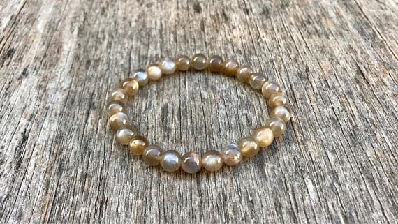 memorial gift 6mm Stretchable Gray Moonstone Bracelet Round, Smooth 7" for mens, womens, gf, bf & Adult.