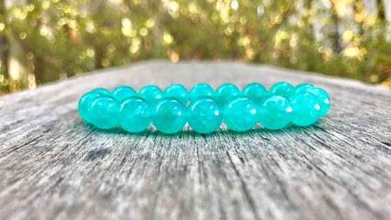 Galaxy Jewelry 11mm Stretchable Blue Amazonite Bracelet Round, Smooth 7.5" for mens, womens, gf, bf & Adult.
