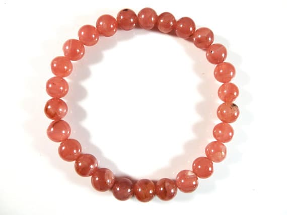 Anniversary Gift 7mm Stretchable Orange Peruvian Rhodochrosite Bracelet Round, Smooth 7" for mens, womens, gf, bf & Adult.