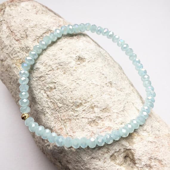 CRYSTAL BEADS Bracelets light blue bracelet modern delicate bracelet minimalist jewelry sparkly bracelet gift for her for women for girls 2-3 mm Code- WAR6887