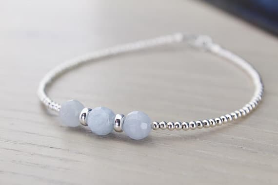 925 sterling Silver Galaxy Jewelry Silver Helling 2-3mm stacking Aqua  Aquamarine Bracelet Round, Faceted 7" for mens, womens.