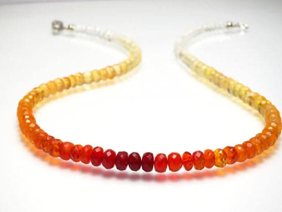 925 sterling Silver Galaxy Jewelry 6.5mm stacking Multi Mexican fire Opal Necklace Rondelle, Faceted 17" for mens, womens.