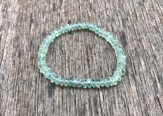 Jewelry Energy 6mm Stretchable Green Aquamarine Bracelet Rondelle, Smooth 7" for mens, womens, gf, bf & Adult.