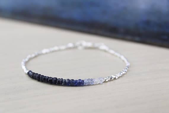 925 sterling Silver Anxiety Relief Calming 3.5MM stacking Blue SAPPHIRE Bracelet Rondelle, Faceted 7" for mens, womens.