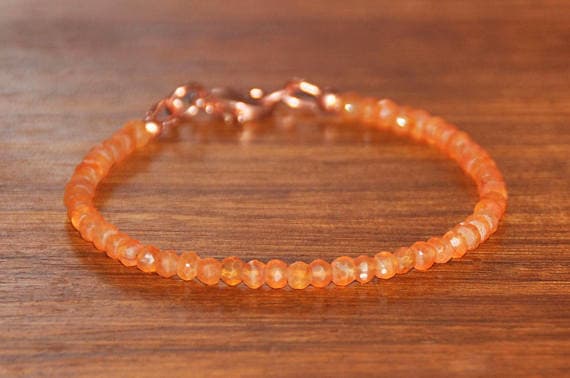 925 sterling silver Grounding 12mm Orange Carnelian stacking Bracelet Rondelle, Faceted 18cm for mens, womens, gf, bf and adults.