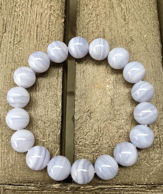 10mm Blue Lace Agate Stretch Bracelet Code- WAR6274