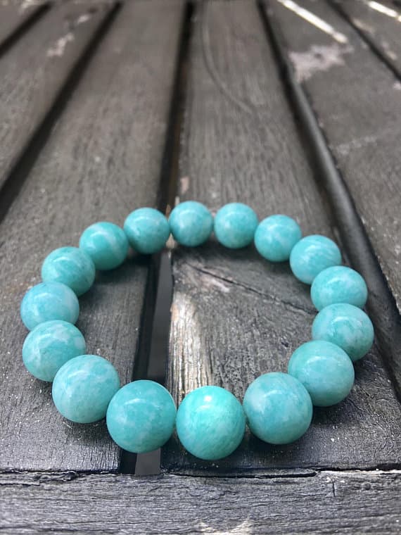 12mm Peruvian Amazonite Stretch Bracelet Code- WAR6272