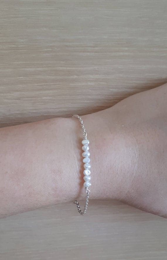 Bridal Bracelet Pearl Bridal Bracelet Dainty Bracelet Freshwater Pearl Bracelet Skinny Bracelet Delicate Bridal Bracelet Bridal Jewelry 2-3mm Code- WAR6876