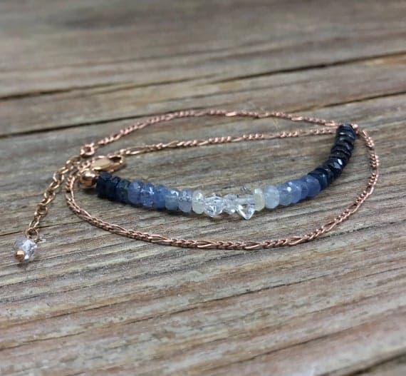 Blue sapphire bracelet / Sapphire wrap bracelet / sapphire and crystal / Gift for her / Gemstone bracelet / September birthstone 4mm Code- WAR6734