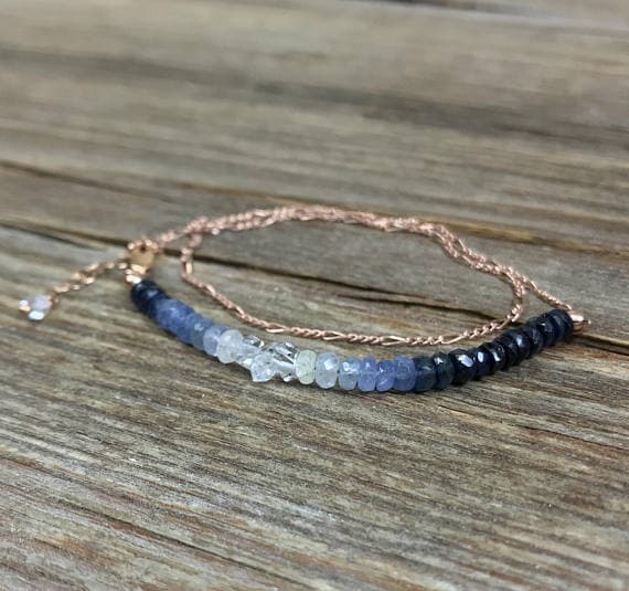 Blue sapphire bracelet / Sapphire wrap bracelet / sapphire and crystal / Gift for her / Gemstone bracelet / September birthstone 4mm Code- WAR6732
