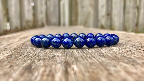 Wholesale 8mm Stretchable Blue Lapis Lazuli Bracelet Round, Smooth 7" for mens, womens, gf, bf & Adult.