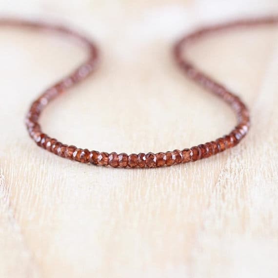 925 sterling Silver love beach youth 3-3.5mm stacking Red Mozambique Garnet Necklace Round, Faceted 16" for mens, womens, gf, bf & Adult.