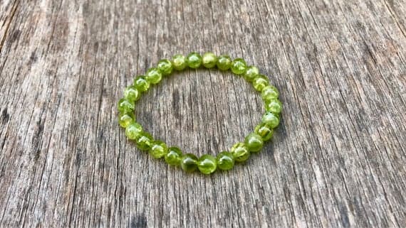 memorial gift 6-7mm Stretchable Green Green Peridot Bracelet Round, Smooth 7" for mens, womens, gf, bf & Adult.