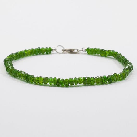 Chrome Diopside Bracelet, Womens Gift, Green Bracelet, Unique Bracelet, Stacking Bracelet, Gemstone Bracelet, Dainty Bracelet 3mm  Code- WAR6546