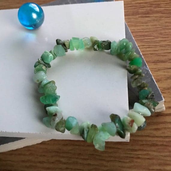 Chrysoprase rough (certified) natural gemstone nugget bead stretch bracelet - crystal healing Code- WAR6638