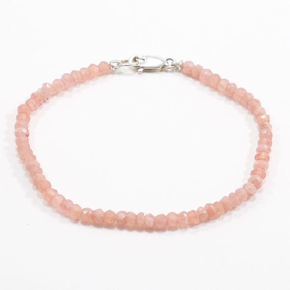 Rhodochrosite Bracelet for Women, Gemstone Bracelet, Layering Bracelet, Gift for Mom, Gift for Wife, Chakra Bracelet, Stacking Bracelet 3mm  Code- WAR6544