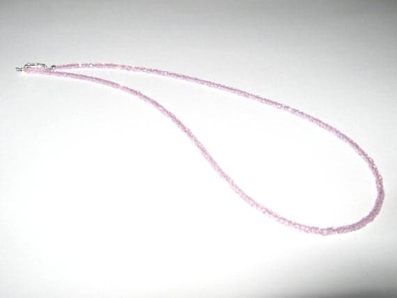925 sterling Silver Bridesmaid Jewelry 3mm stacking Pink Pink Zircon Necklace Rondelle, Faceted 18" for mens, womens, gf, bf & Adult.