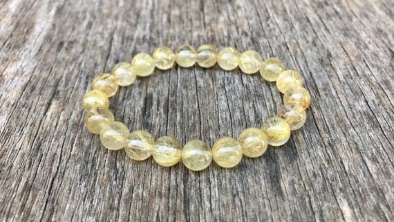 love beach youth 8mm Stretchable Golden Golden Rutilated Quartz Bracelet Round, Smooth 7" for mens, womens, gf, bf & Adult.