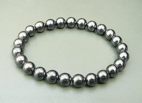Hematite bracelet healing energy bracelet mens silver hematite beaded bracelet for men protection bracelets gemstone mens womens jewelry 8mm  Code- WAR9170