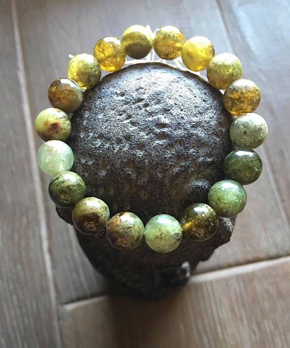 10mm Green Garnet Stretch Bracelet Code- WAR6310