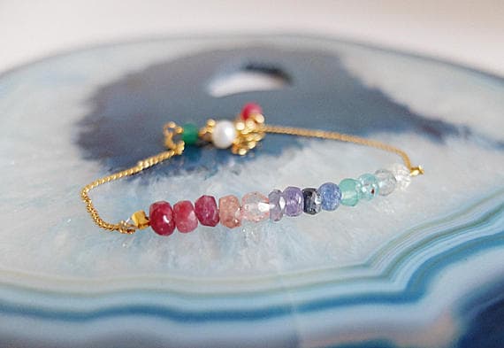 AAA++ Rare Quality Skinny Bar Bracelet,Dainty Gemstone Bracelet,Natural Delicate Chain Bracelet:Gold  Filled, Stone bracelet Delicate Bar beaded bracelet, Gold  2-3 mm Code- TJH80