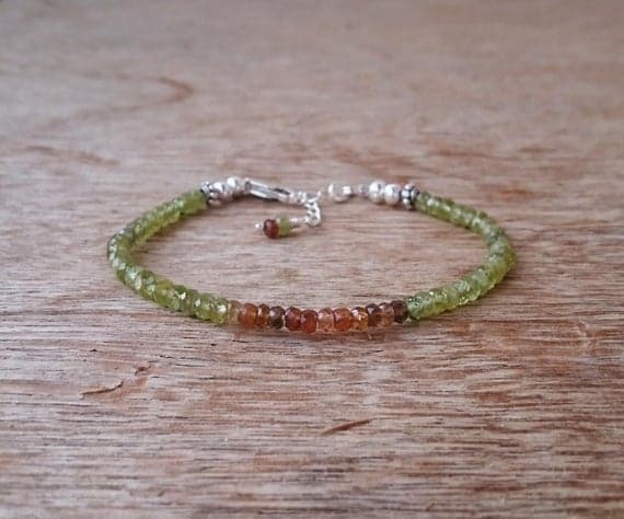 Delicate Green Peridot and Tundra Sapphire Bracelet Skinny Dainty Bracelet Thin Gemstone Bracelet Ombre Bracelet Shaded Bracelet Gift 3-4mm Code- WAR6875