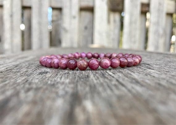 Anxiety Gemstone 6mm Stretchable Pink Pink Tourmaline Bracelet Round, Smooth 7" for mens, womens, gf, bf & Adult.