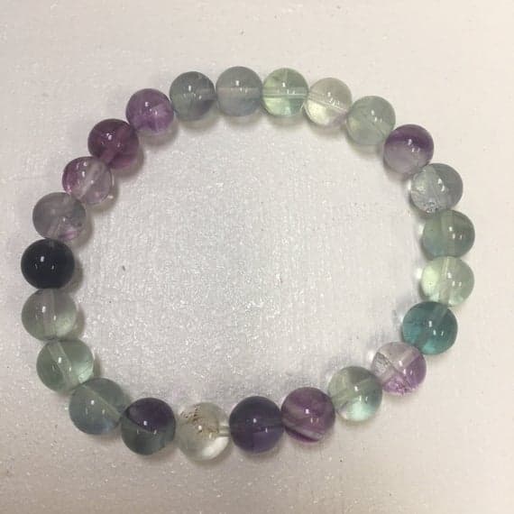 top quality 8mm Stretchable Multi Fluorite Bracelet Round, Smooth 7" for mens, womens, gf, bf & Adult.