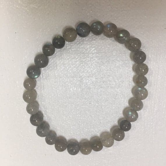 Positive Energy 6mm Stretchable Gray Labadorite Bracelet Round, Smooth 7" for mens, womens, gf, bf & Adult.